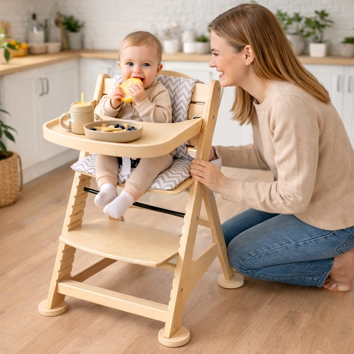 Drvena Rastuća stolica Prirodna boja drveta Rastimo Zajedno 