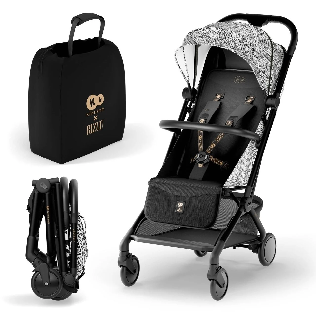 Kolica za bebe Pilot 2 Bizuu Lunar Black Kinderkraft