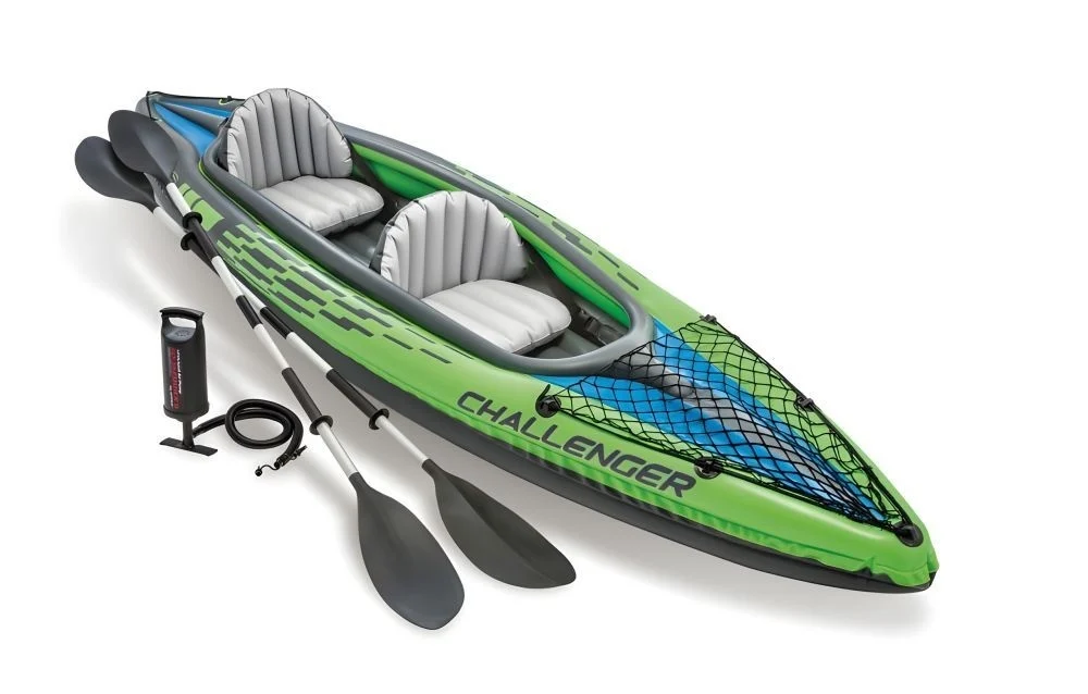 Kajak na naduvavanje za 2 osobe Challenger K2, vesla, pumpa, pokrivač 68306 Intex