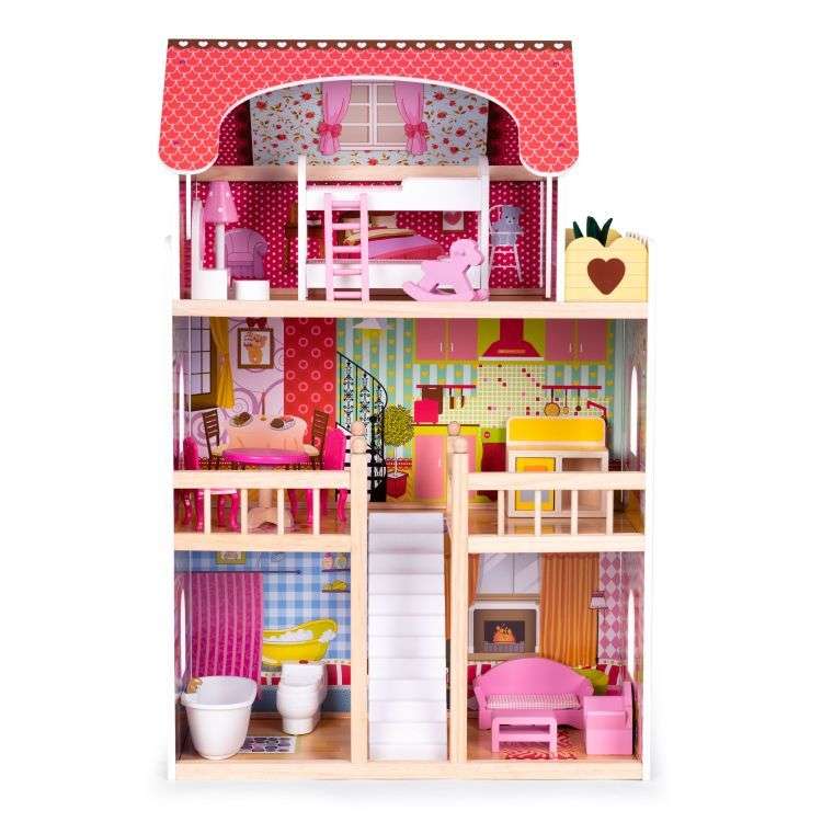 Drvena kućica za lutke na 3 sprata Eco Toys