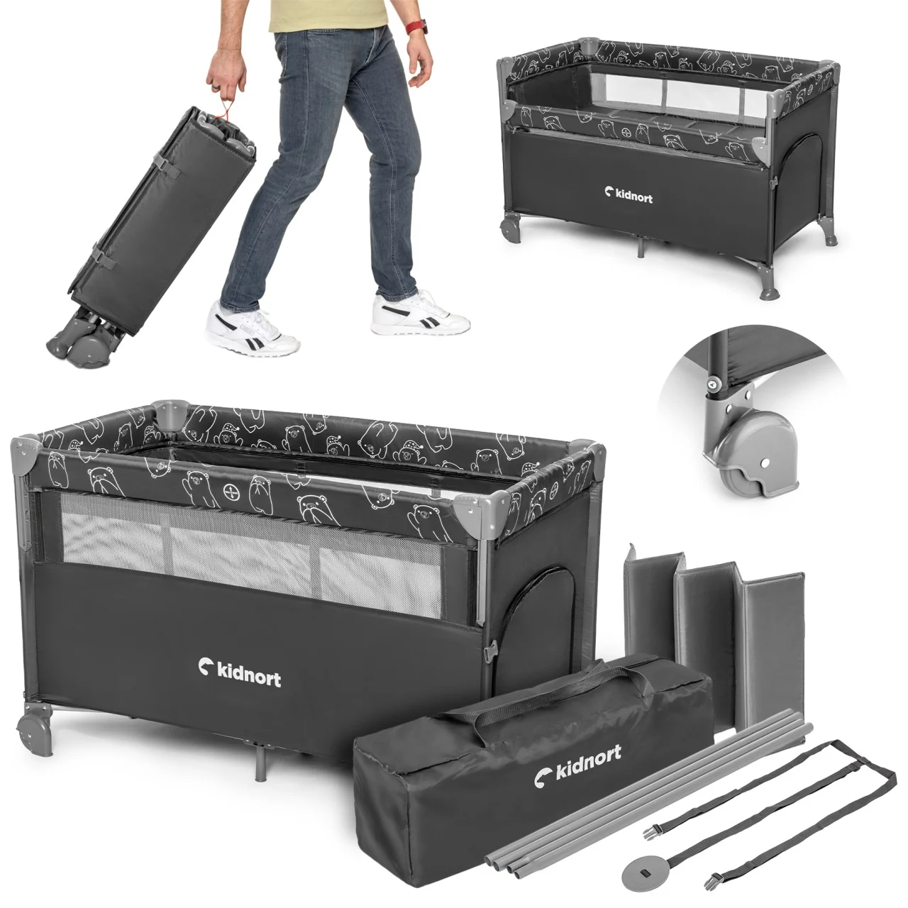 Prenosivi krevetac NasteDark grey melange Kidnort