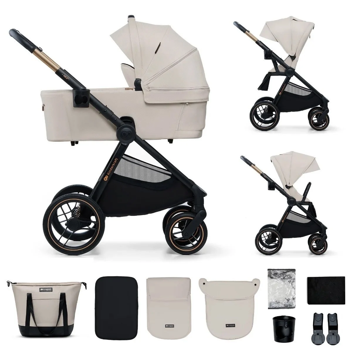 Kolica za bebe Set 2 U 1 NEA 2 Soft Bež Kinderkraft