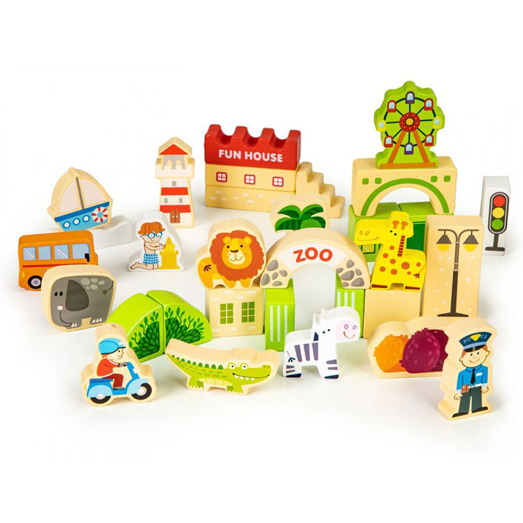 Drvene edukativne kocke City zoo 120 komada Eco Toys