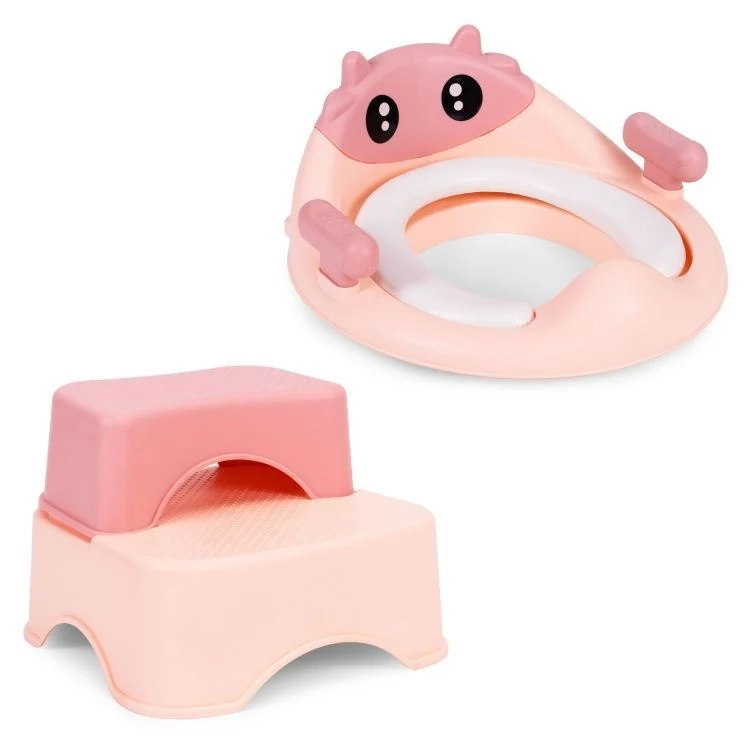 Adapter za WC šolju sa stepenicama i platformom za decu, roze Eco Toys