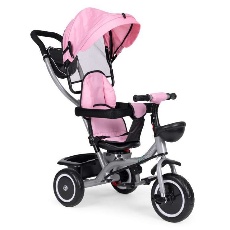 2u1 tricikl sa rotirajućim sedištem i sklopivom tendom Pink Eco Toys