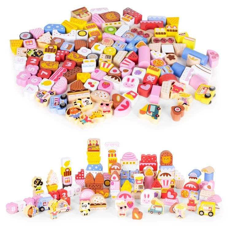 Edukativne drvene kocke set Candy city 116 komada Eco Toys