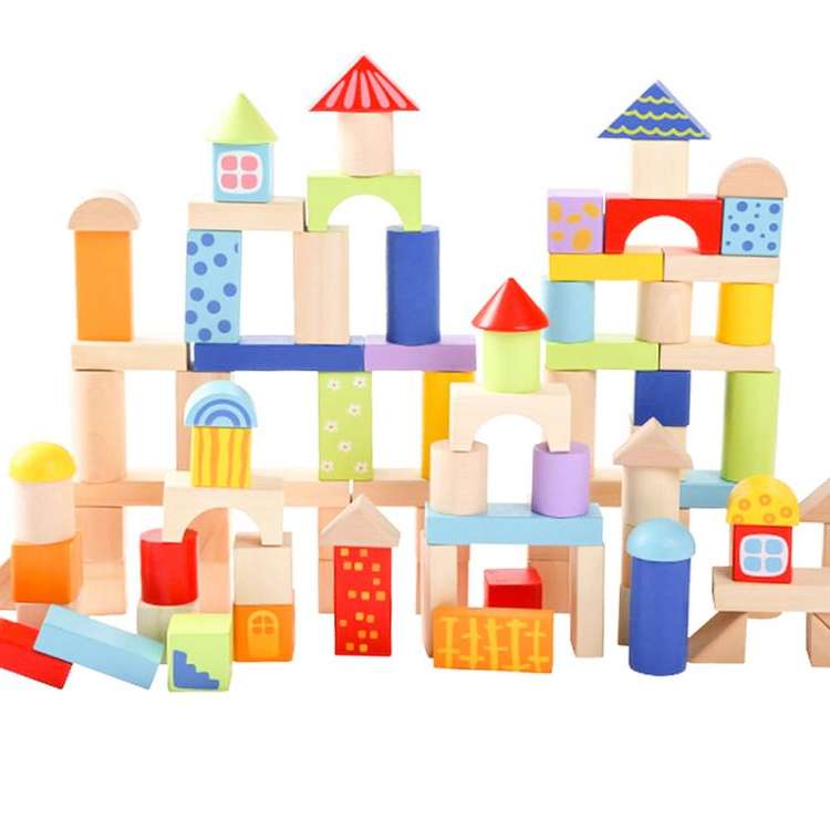 Drvene kocke sa šarama 100 komada Eco Toys