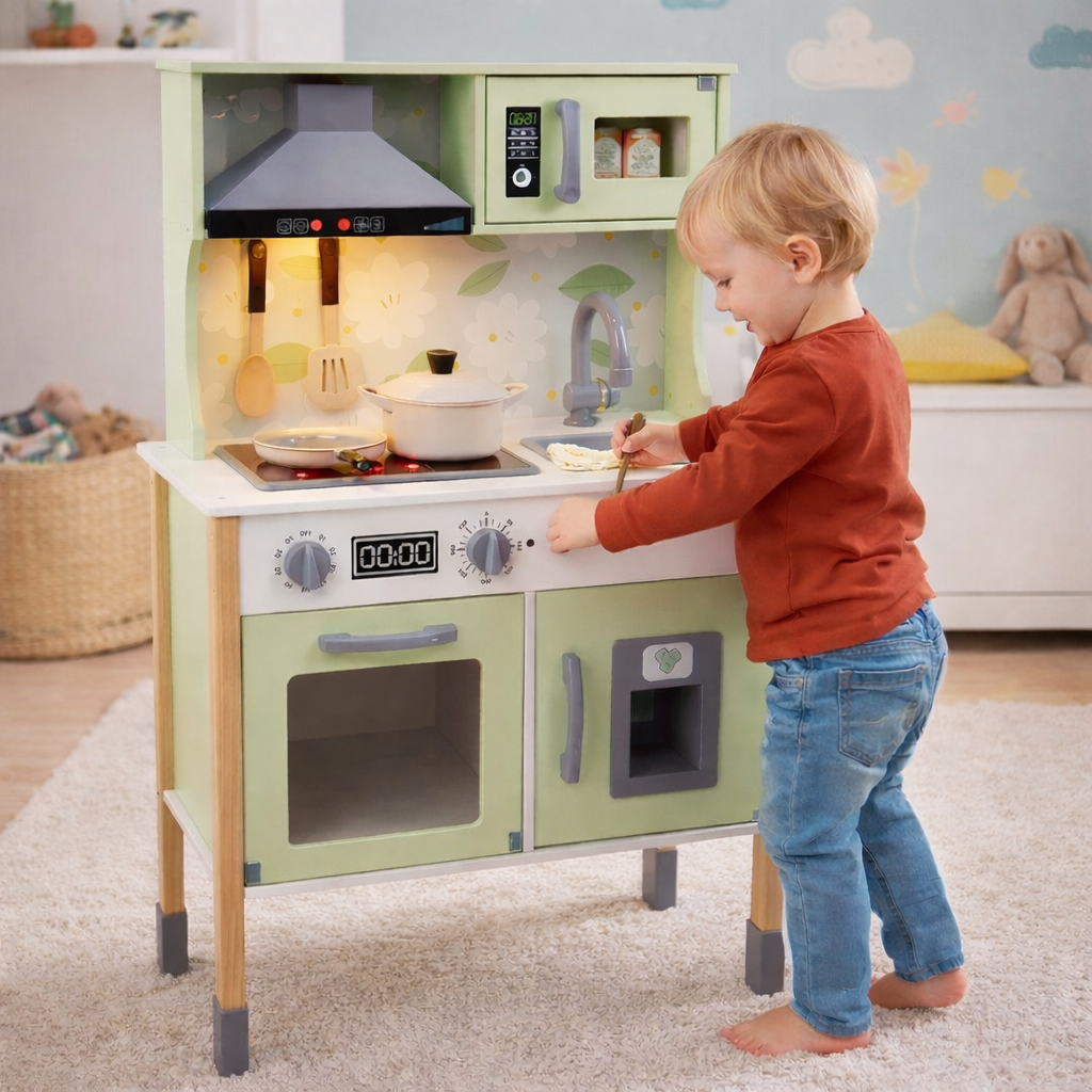 Velika drvena kuhinja za igru sa elektronikom i dodacima Rastimo zajedno