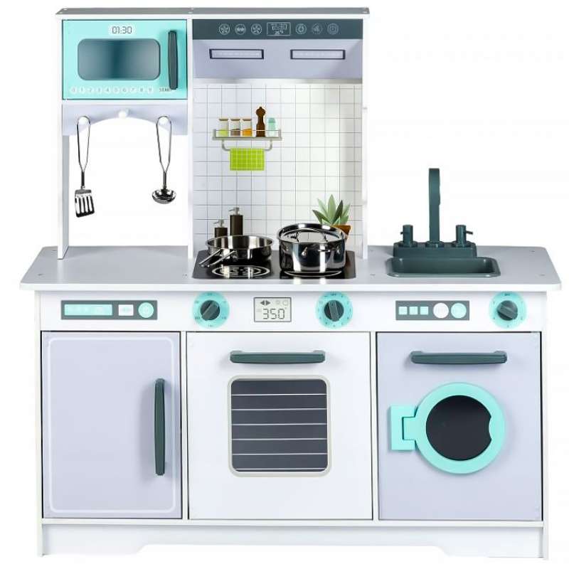XXL drvena kuhinja sa veš mašinom + kuhinjski dodaci Eco Toys