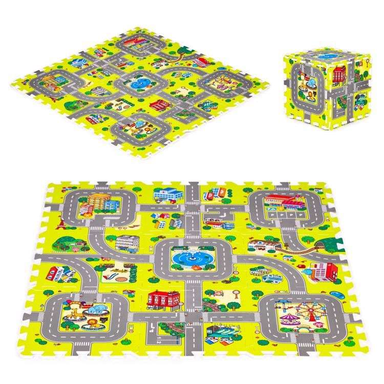 Podloga za igru City 9 elemenata 90.5x90.5cm Iplay Eco Toys