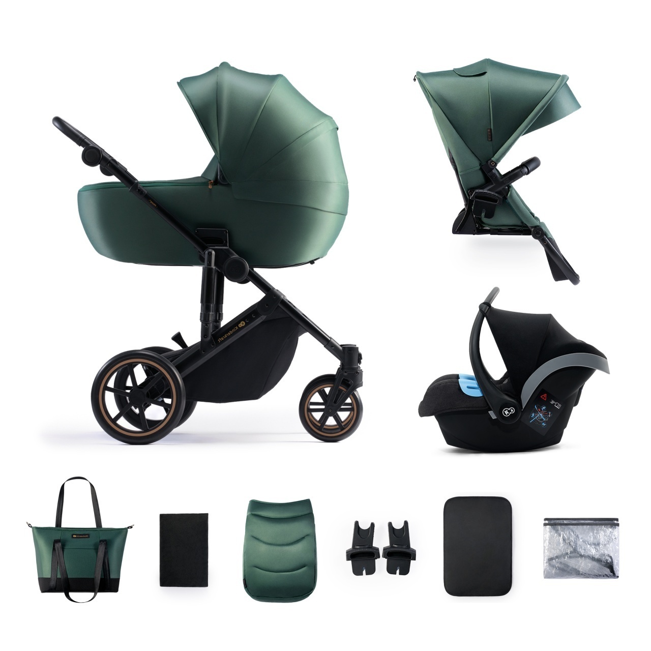 Kolica za bebe 3 u 1 Prime 2 Pro Green Kinderkraft