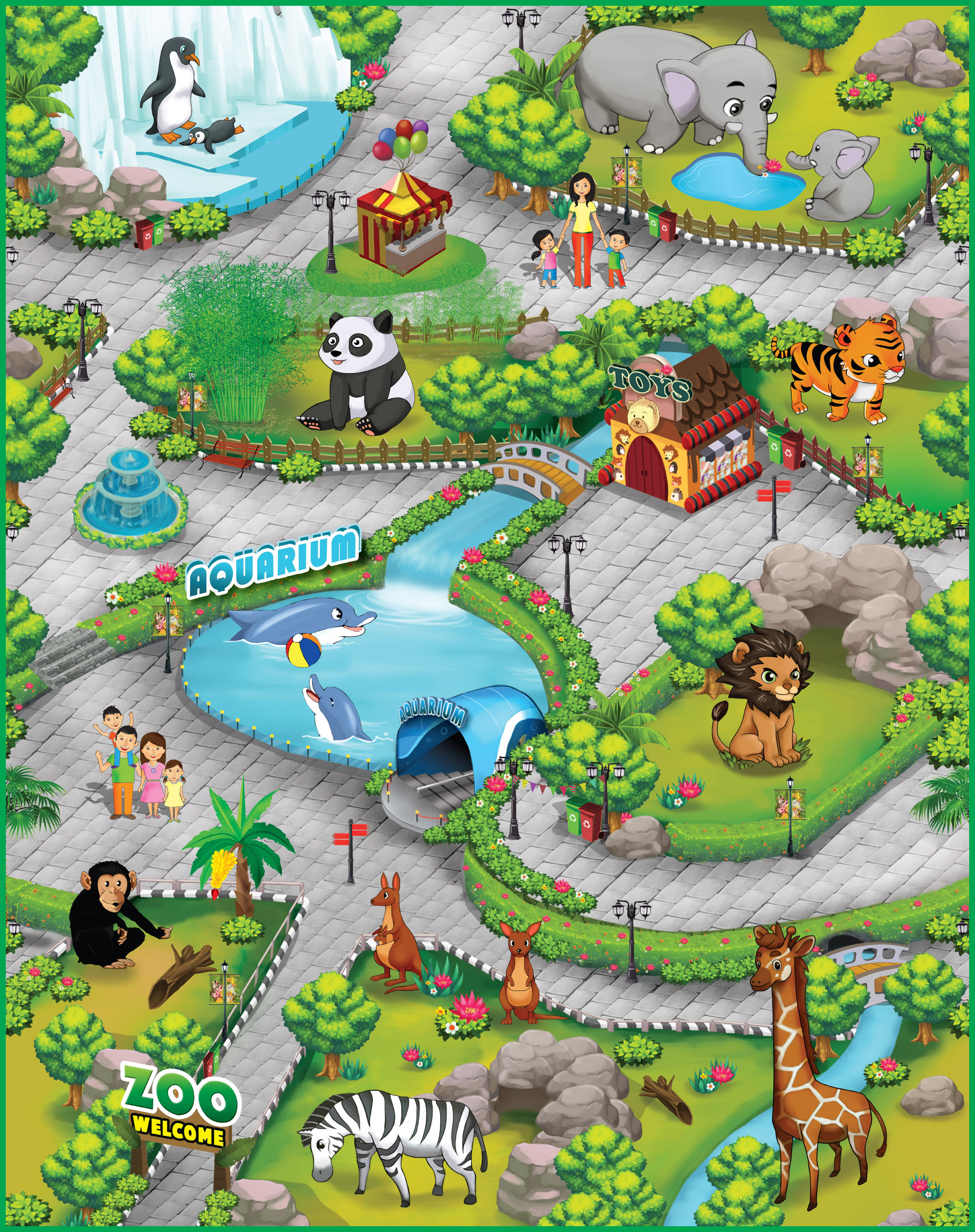 Podloga za igru Gradski Zoološki vrt 100 x 120cm Rollmatz 