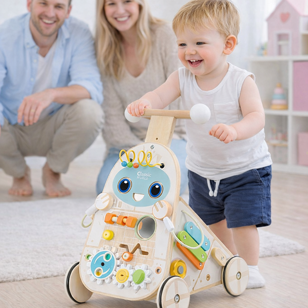 Drvena interaktivna guralica hodalica Robot Classic World 
