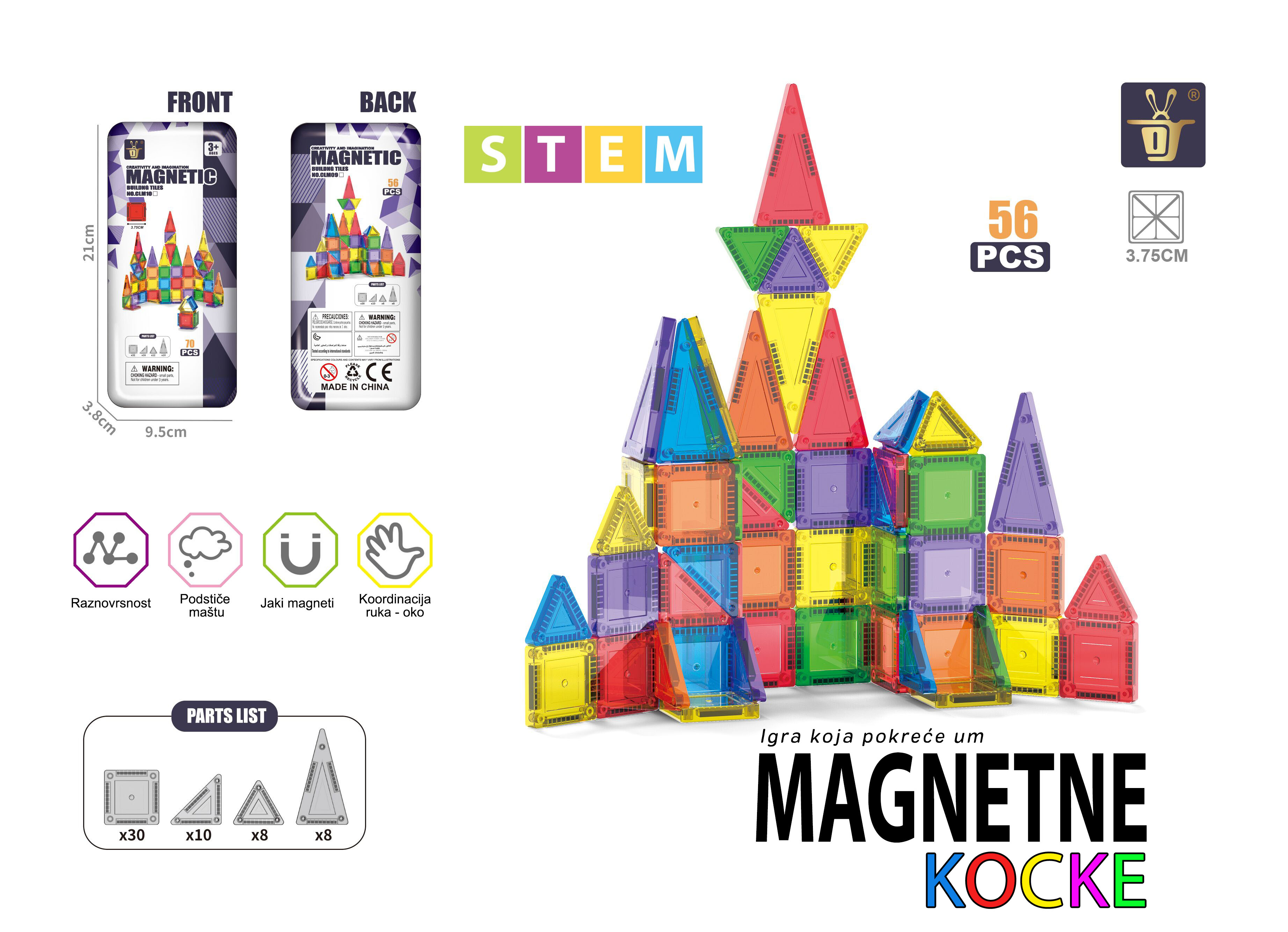 Magnetni konstruktor Travel Smart Fun 56 delova ST0840650X Magnetne kocke
