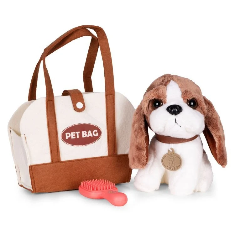Plišana igračka za decu, štene Beogle, torba I četka za negu Eco Toys
