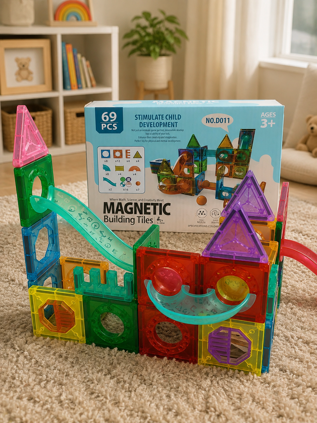 Magnetni konstruktor set Rainbow Ball run 69 delova A1571502B Magnetne kocke
