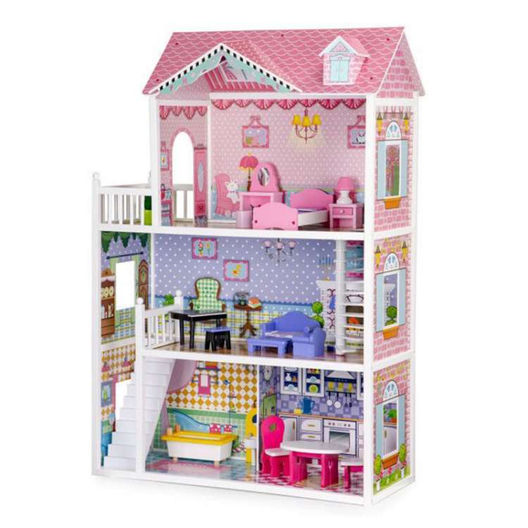 Drvena kućica za lutke XXL sa nameštajem Eco Toys