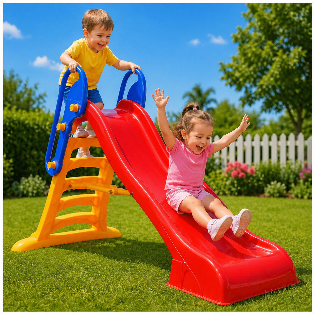 Sklopivi tobogan za decu crvena sa priključkom za vodu Pilsan