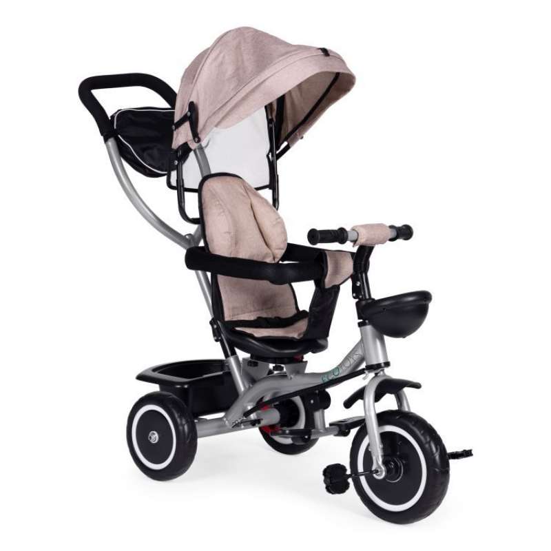 2u1 tricikl sa rotirajućim sedištem i sklopivom tendom Beige Eco Toys
