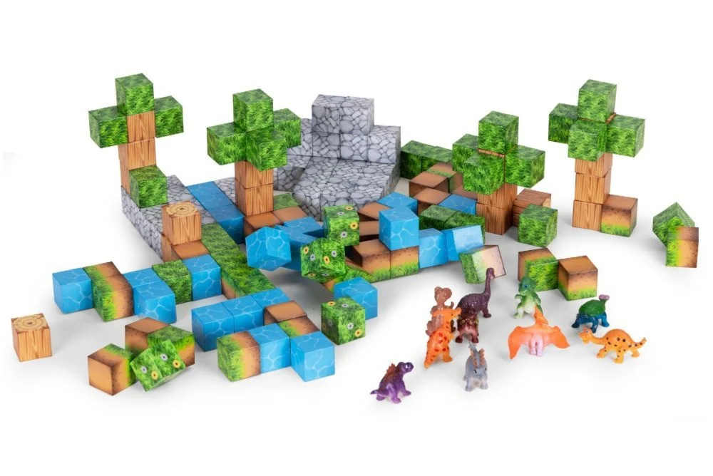 Set magnetnih kocki za decu 142 dela, kocke i dinosaurisi Eco Toys