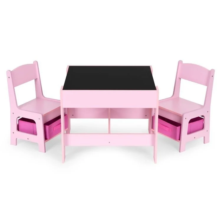 Dečiji set sto i 2 stolice sa tablom za pisanje Pink Eco Toys