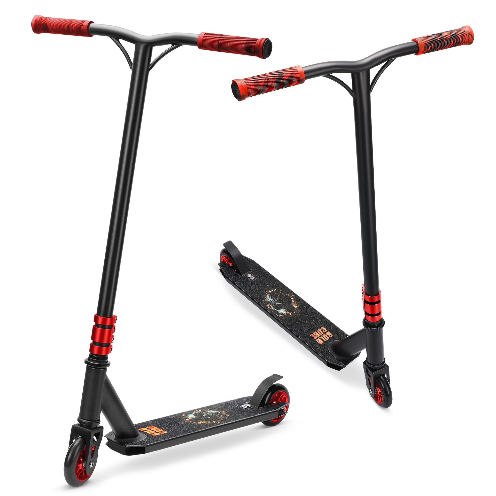 Trotinet za decu Stunt Deluxe scooter Black Fire 2 točka do 100 kg crna/crvena Bold Cube